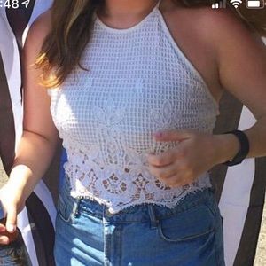 Express Backless Halter Crop Top